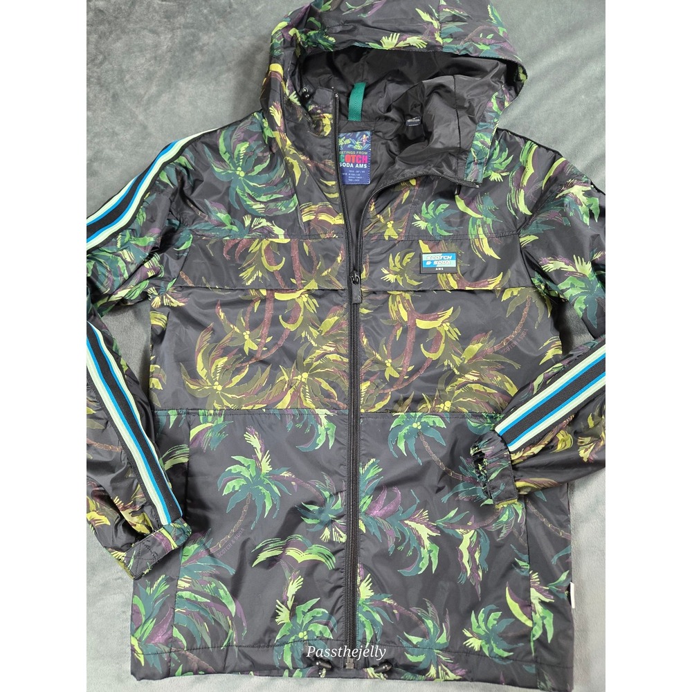 Scotch and Soda Jacket Mens Small Full Zip Track Windbreaker Palm Hooded